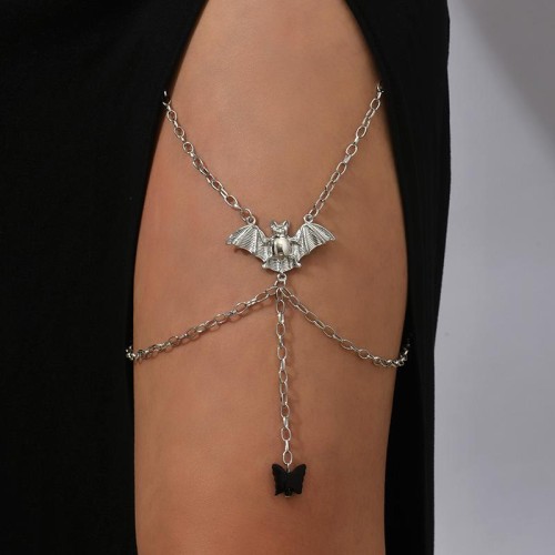retro brief black bat shirt love big chain  trend multilayer elasticity chain