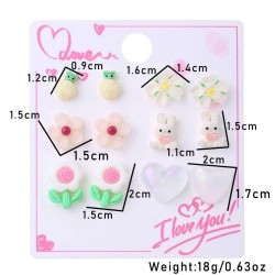  pure color lovely samll ear stud  creative flowers Acrylic earrings set woman