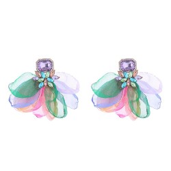 occidental style wind flowers earrings Alloy colorful diamond flowers ear stud..