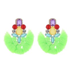 occidental style trend colorful diamond tassel exaggerating high earrings Bohe..