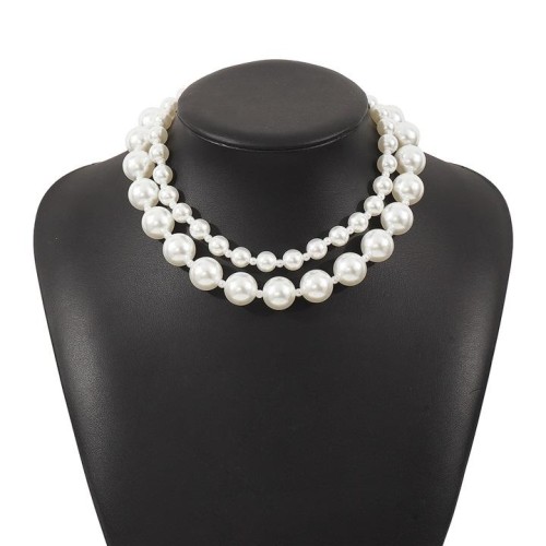 occidental style  exaggerating big Pearl chain temperament elegant samll wind retro necklace