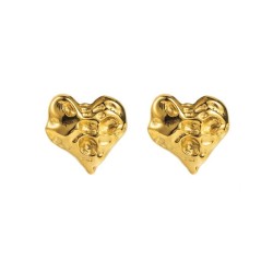 E brief stainless steel love romantic ear stud  Peach heart pattern color rete..