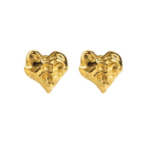E brief stainless steel love romantic ear stud  Peach heart pattern color retentionI wind earrings woman