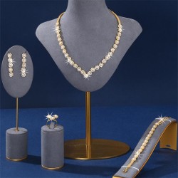  occidental style Rhinestone necklace bracelet ring earrings set brief atmosph..