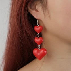 E occidental style woman earrings Peach heart big color long style tassel woma..