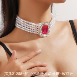  occidental style exaggerating multilayer imitate Pearl color diamond square b..