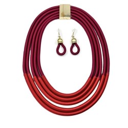 occidental style exaggerating multilayer weave necklace earrings set handmade ..