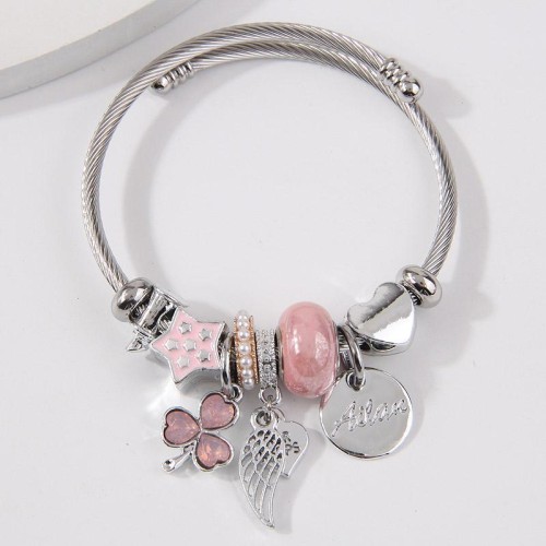 fashion concise all-Purpose flash diamond three clover more elements pendant woman temperament bangle