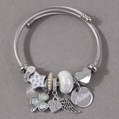 fashion concise all-Purpose flash diamond three clover more elements pendant woman temperament bangle