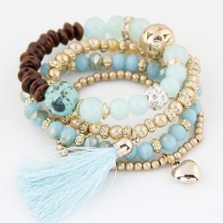 fashion all-Purpose crystal beads tassel temperament lady multilayer bracelet