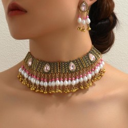 occidental style fashion retro concise gem Metal accessories two necklace earr..