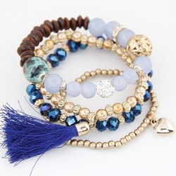 fashion all-Purpose crystal beads tassel temperament lady multilayer bracelet