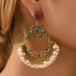 occidental style fashion Metal concise flash diamond sector Pearl temperament ..