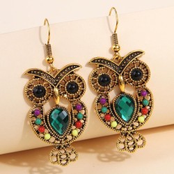 occidental style fashion Metal concise flash diamond owl temperament woman ear..