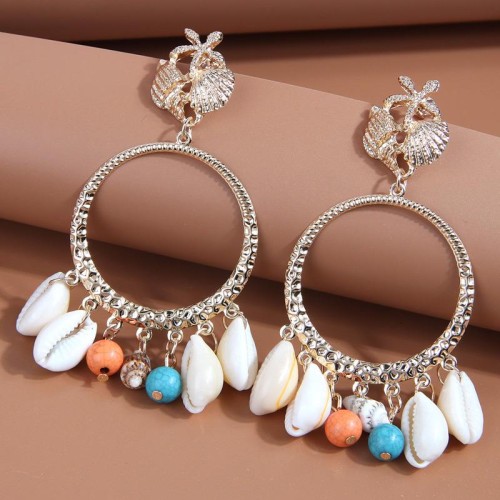 occidental style fashion Metal concise noble wind Shells temperament woman earring