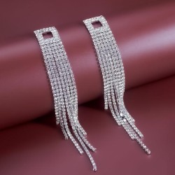 Korean style fashionOL concise Square flash diamond tassel temperament lady ea..