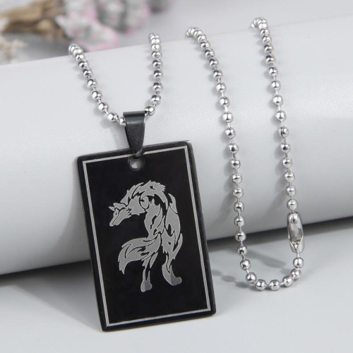 fashion concise stainless steel black personality man necklace