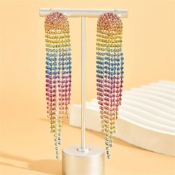 Korean style fashion color flash diamond tassel temperament lady ear stud earr..