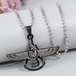 fashion concise stainless steel black owl personality man necklace