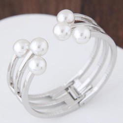 fashion concise Pearl temperament lady opening bangle
