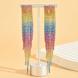 Korean style fashion color flash diamond tassel temperament lady ear stud earr..