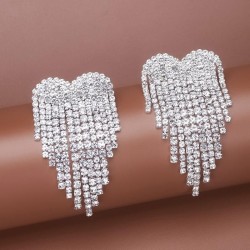 Korean style fashionOL concise love flash diamond tassel temperament lady ear ..