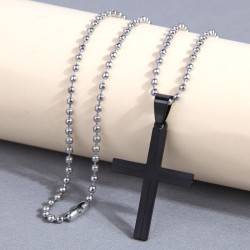 fashion conciseol stainless steel black cross personality man necklace