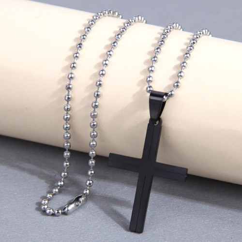 fashion conciseol stainless steel black cross personality man necklace