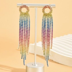 Korean style fashion color flash diamond tassel temperament lady ear stud earr..