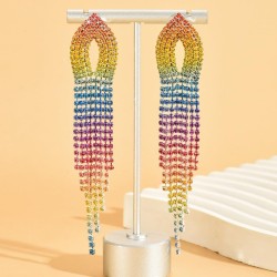 Korean style fashion color flash diamond tassel temperament lady ear stud earr..