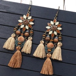 occidental style fashion Bohemia noble wind flowers tassel temperament woman e..
