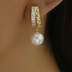 fine Korean style fashion bronze Pearl personality ear stud