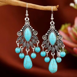 occidental style fashion Metal drop turquoise temperament woman earrings