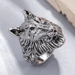 occidental style fashion retro lion head temperament ring