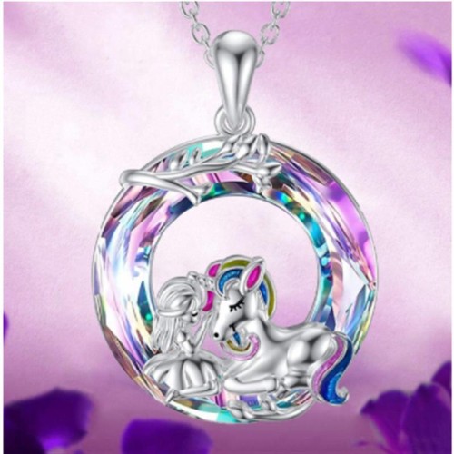   emu creative occidental style personality Colorful crystal Round necklace