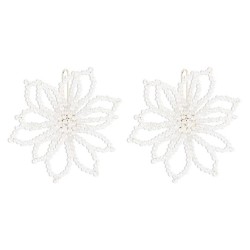 E elegant Double layer Pearl flowers earrings  retro exaggerating Earring temp..