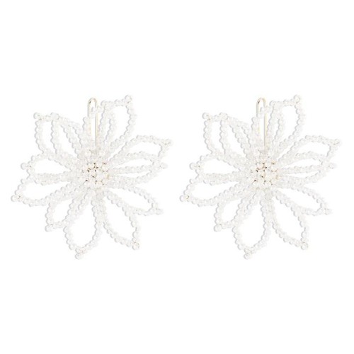 E elegant Double layer Pearl flowers earrings  retro exaggerating Earring temperament ear stud