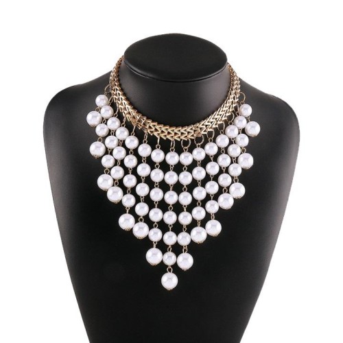 occidental style retro Pearl chain tassel necklace  fashion personality exaggerating clavicle chain