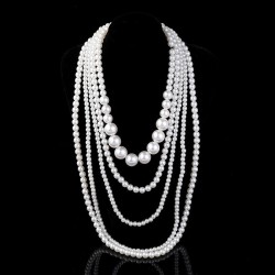  imitate Pearl woman style multilayer Pearl necklaceins occidental style exagg..