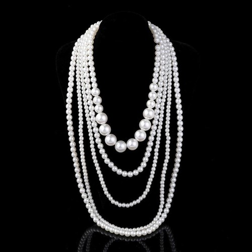  imitate Pearl woman style multilayer Pearl necklaceins occidental style exaggerating beads long style sweater chain