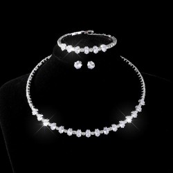occidental style bride fully-jewelled zircon circle necklace earrings three se..