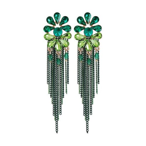 occidental style fashion temperament long style thin earrings diamond chain tassel earringsins wind earring ear