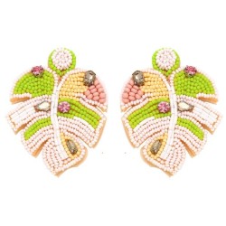 creative Bohemia handmade weave beads leaves earrings occidental style exagger..