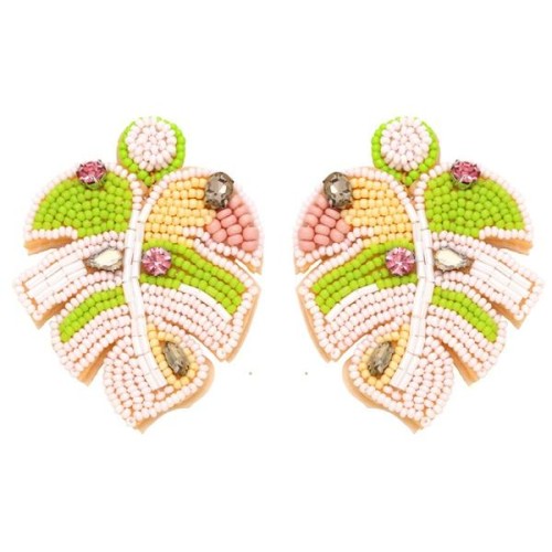 creative Bohemia handmade weave beads leaves earrings occidental style exaggerating Earringers