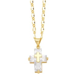  occidental style zircon cross necklace man woman personality fashion all-Purp..
