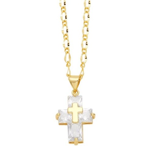  occidental style zircon cross necklace man woman personality fashion all-Purpose loversnkv