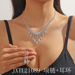  occidental style fully-jewelled tassel clavicle necklace earrings set  claw c..