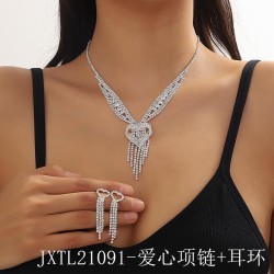  occidental style fashion multilayer love Peach heart necklace earrings set