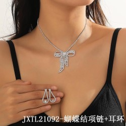   occidental style fashion bow necklace earrings set