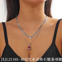  stainless steel color crystal zircon pendant multilayer chain necklace chain ..